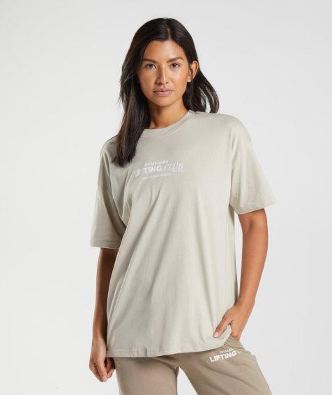 Camiseta Gymshark Social Club Oversized Mujer Grises | MX 853NDS